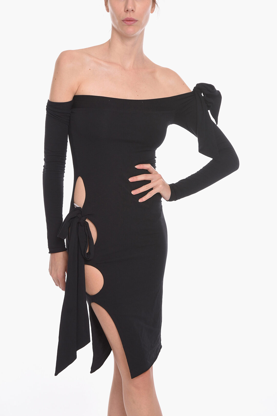 Black long sleeve midi bodycon dress on sale