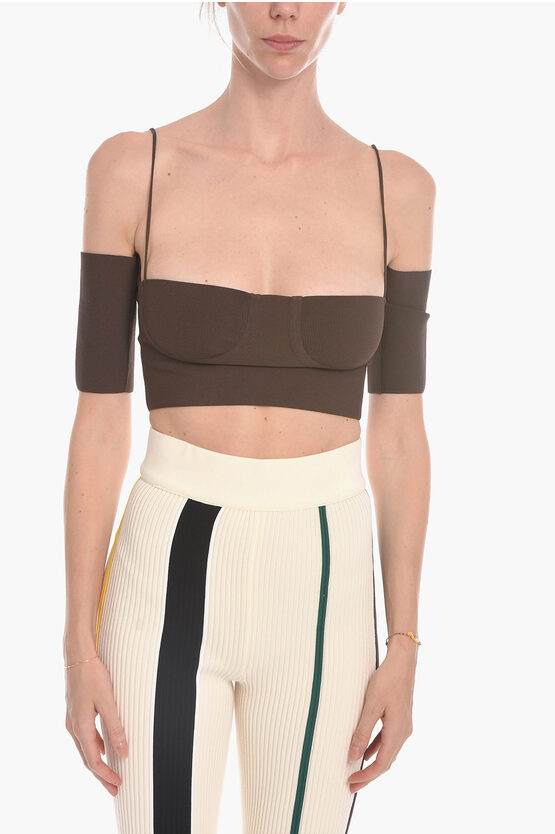 Ambush Off-the-shoulder Cropped Top With Laces In Black