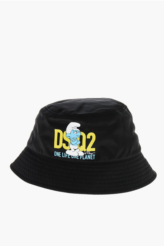 Dsquared2 Olop Printed Puffi Bucket Hat In Black