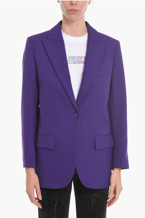 Super Blond One-button Blazer With Peak Lapel In Purple