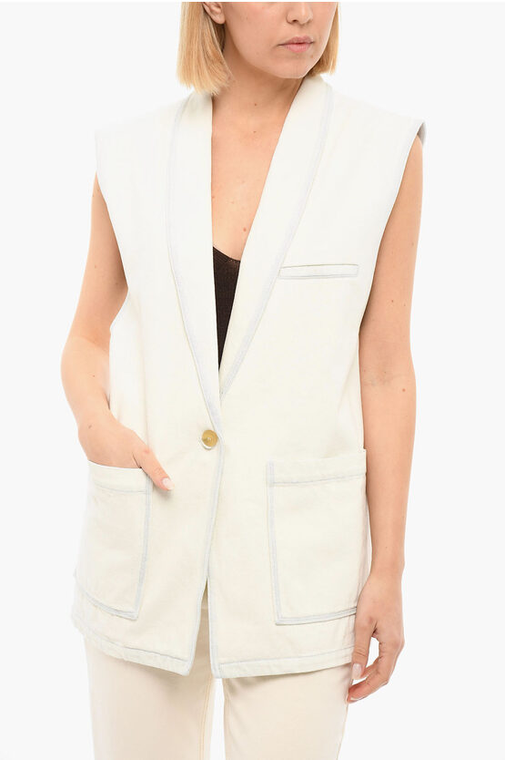 Forte Forte One-buttoned Sleeveless Jacket With Bleached Effect