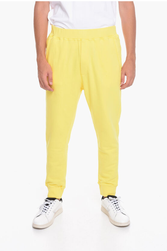 Dsquared2 One Life One Planet Brushed Cotton Joggers With Back Letteri In Yellow