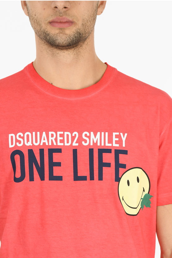 Dsquared2 ONE LIFE ONE PLANET SMILEY T-shirt with Ribbed