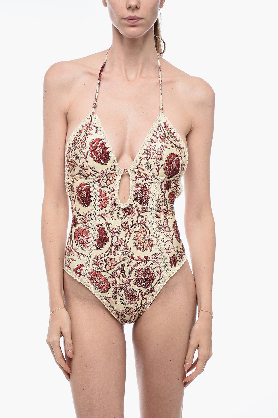ワンピース水着 ZIMMERMANN Woman Swimsuit Ivory 4217WSS251 CRMMULPAI Zimmermann One-Piece Swimsuit with Crochet Details women