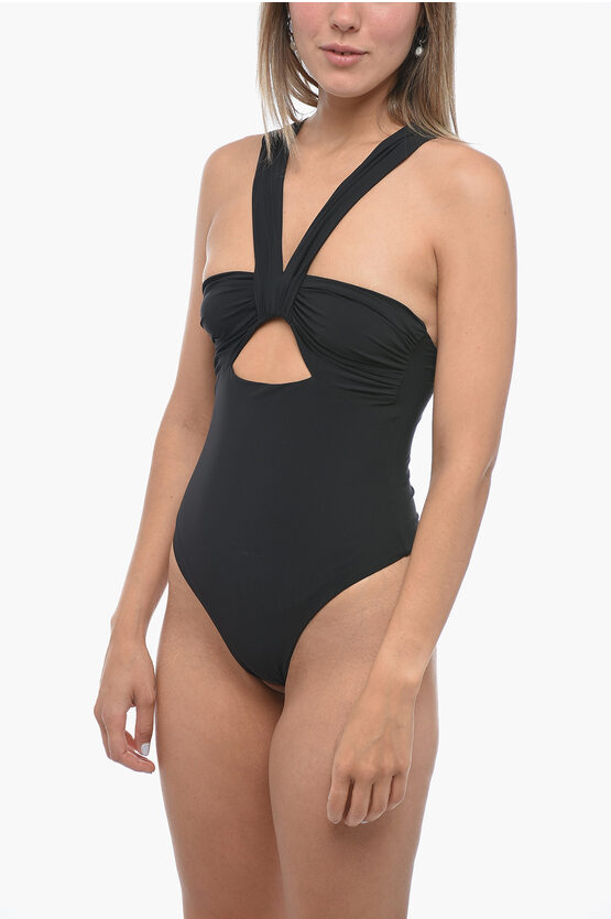 Shop Nensi Dojaka One Piece Swimsuit With Draped And Cut-out Detail