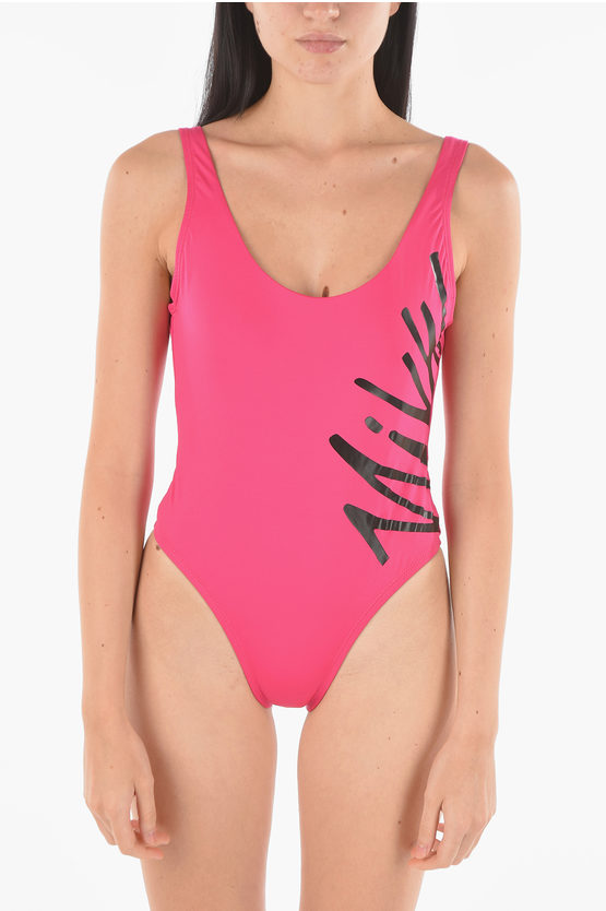 Nike One Piece Swimsuit With Logo-print In Pink