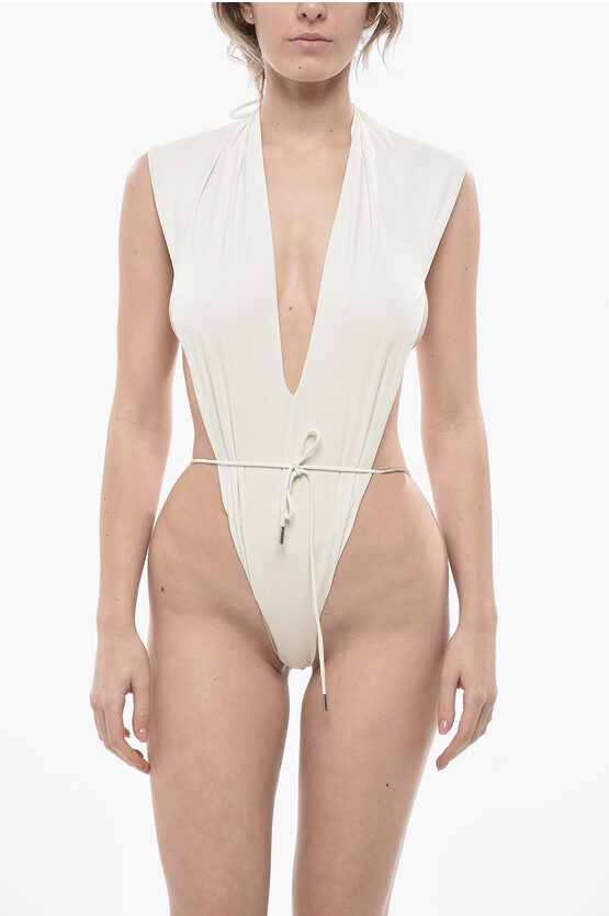 Saint Laurent One-piece Swimsuit With V-neck And Open Back
