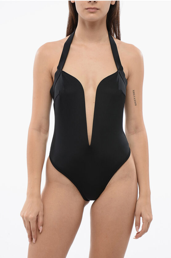 BALMAIN ONE-PIECE SWUIMSUIT WITH DEEP NECKLINE 