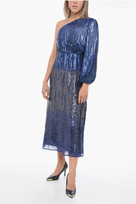 Shop Rixo London One-shoulder Bradshaw Sequined Dress