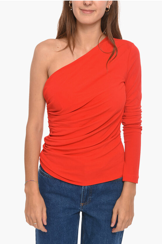 Dsquared2 One-shoulder Draping Viscose Top In Red