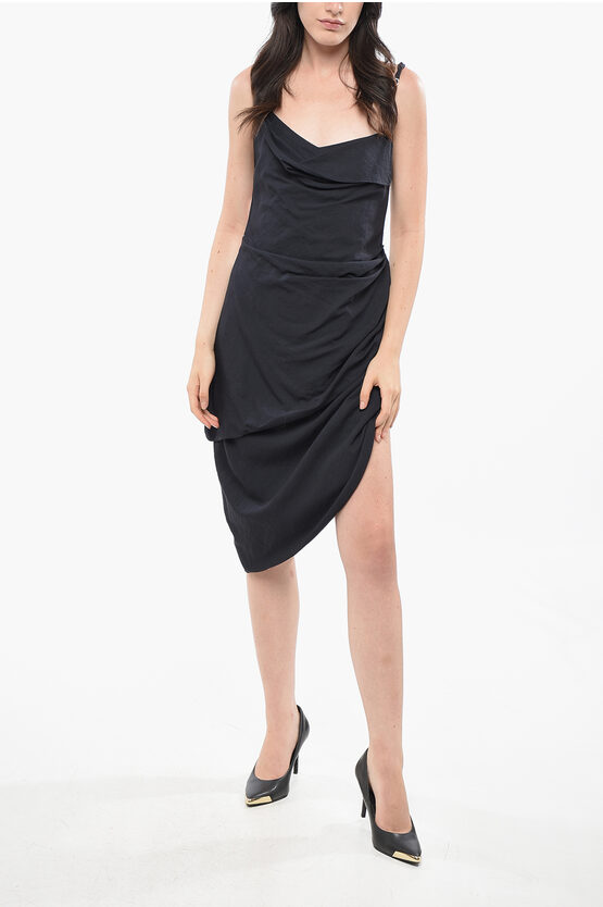 Jacquemus Open Back Draped Saudade Dress Grösse 42 In Black