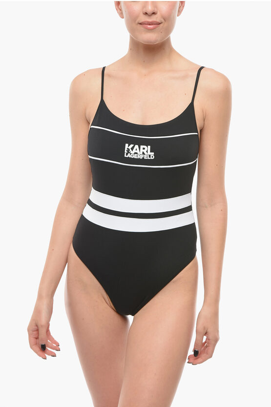 Karl Lagerfeld Open Back One-piece Swimsuit In Black