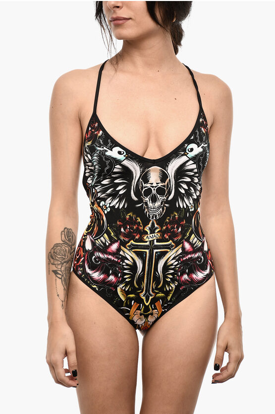 DSQUARED2 OPEN BACK PRINTED ONE PIECE SWIMSUIT