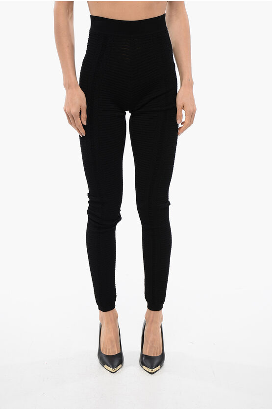 Balmain Open-knit High-waisted Leggings