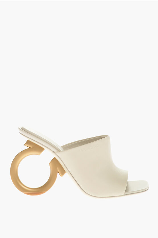 Salvatore Ferragamo Open Toe ASTRO Mules with Logoed Heel
