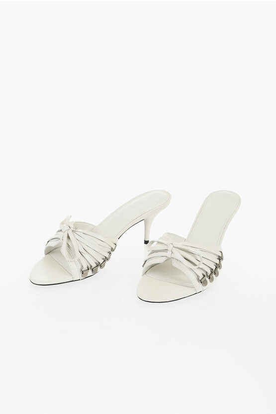 Balenciaga Open Toe Cagole Mules With Lace-up Design 6cm In White