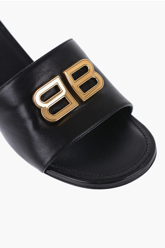 Balenciaga Open Toe GROUPIE Mules With Statement Logo With