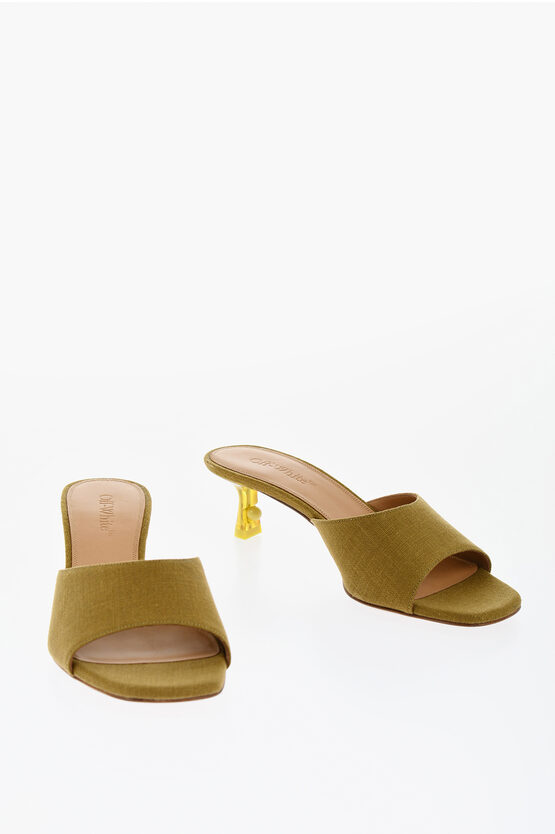 Off-white Open-toe Linen Blend Lollipop Mules Heel 5 Cm