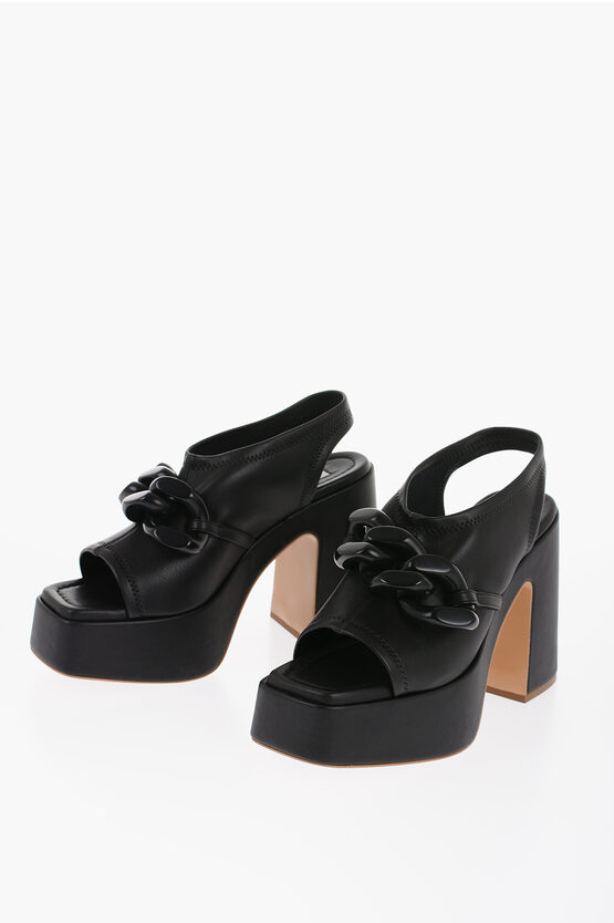 Stella Mccartney Chain-link 125mm Block Heel Sandals In Black
