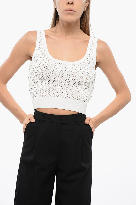John Richmond Openwork Buio Top With Crystal Application
