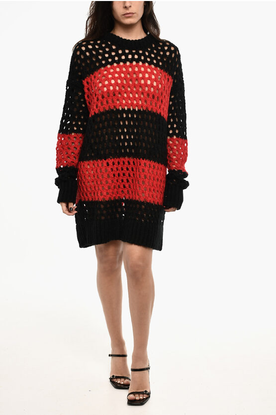 Dsquared2 Openwork Knitted Striped Maxi Dress Grösse Xs
