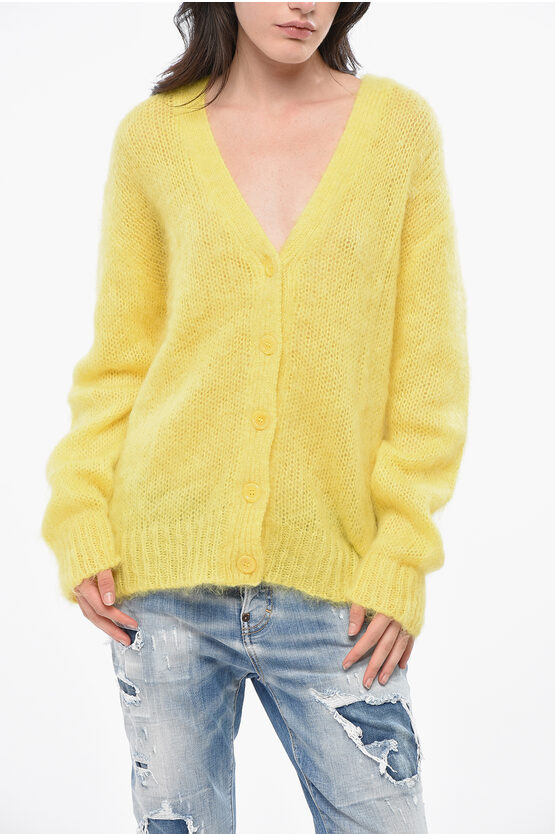 Dsquared2 Openwork Maxi V-neck Cardigan Grösse S In Yellow