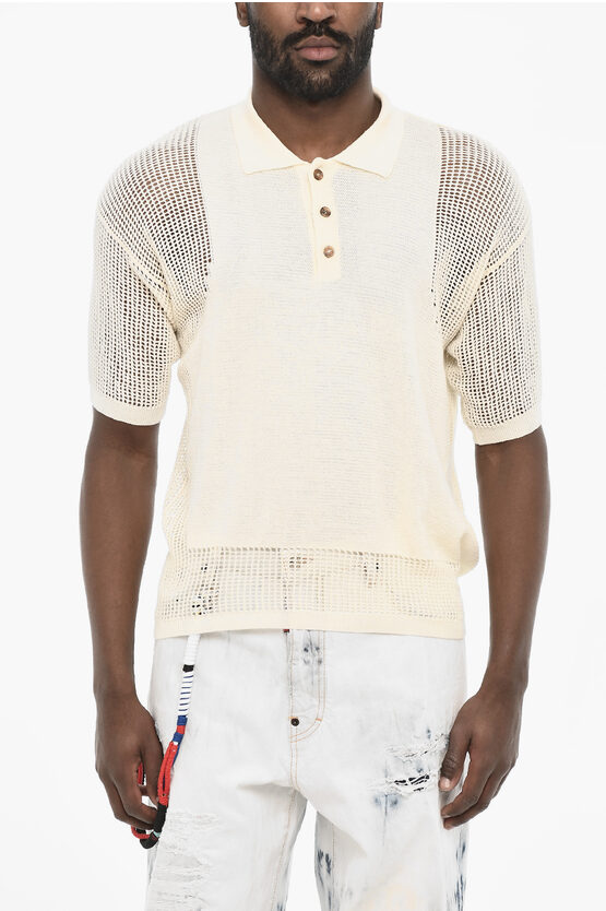 Dsquared2 Openwork Short Sleeve Sweater With Polo Neck