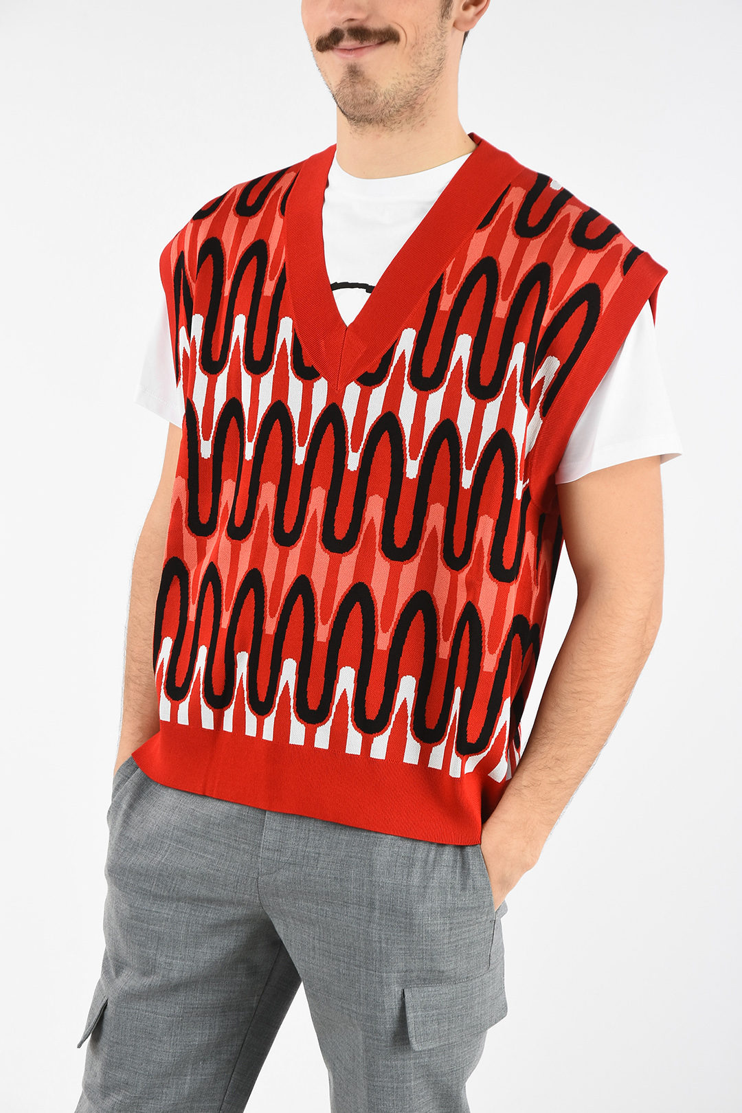 Nunca Trampolín domesticar Neil Barrett Optical Sleeveless Box Fit Sweater men - Glamood Outlet