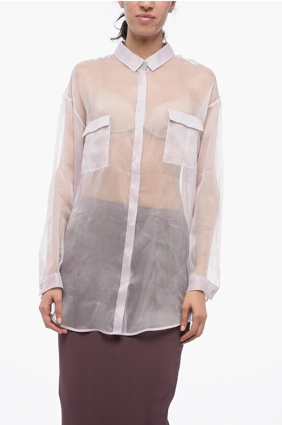 Fabiana Filippi Organdy Oversized Shirt With Shimmer Collar Detail