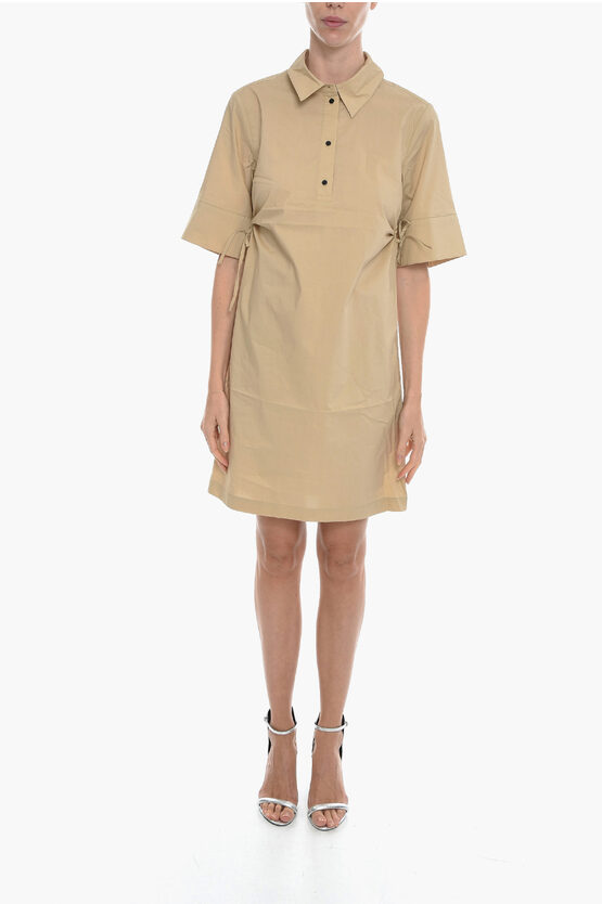 Birgitte Herskind Organic Cotton Naja Shirt Dress With Side Cut-out Details In Neutral