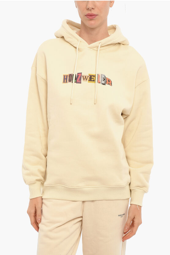 Holzweiler Organic Cotton Placebo Hoodie With Printed Logo In Neutral