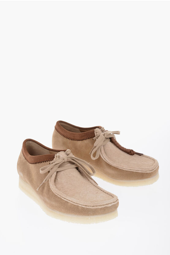 Clarks Originals Suede Wallabee Loafers With Rubber Sole In Brown