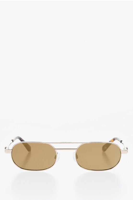 Off-white Oval Vaiden Sunglasses With Metal Frame In Brown