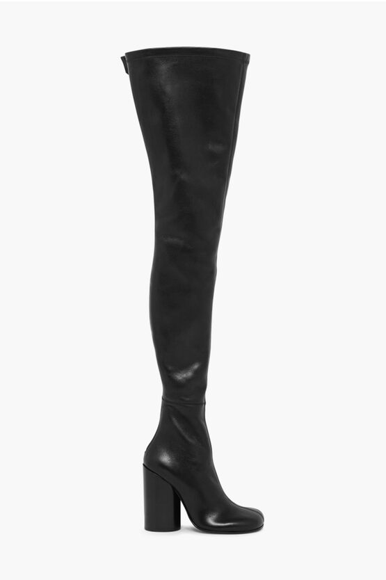 Burberry Over-the-Knee Leather Stretch Boots with Cylinder Heel 11cm ...