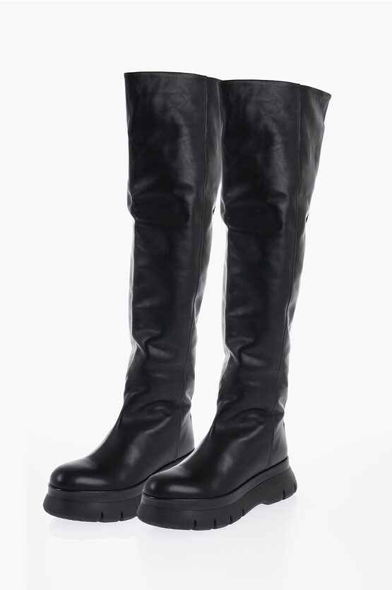 Shop Isabel Marant Over-the-knee Malyx Leather Boots With Chunky Sole