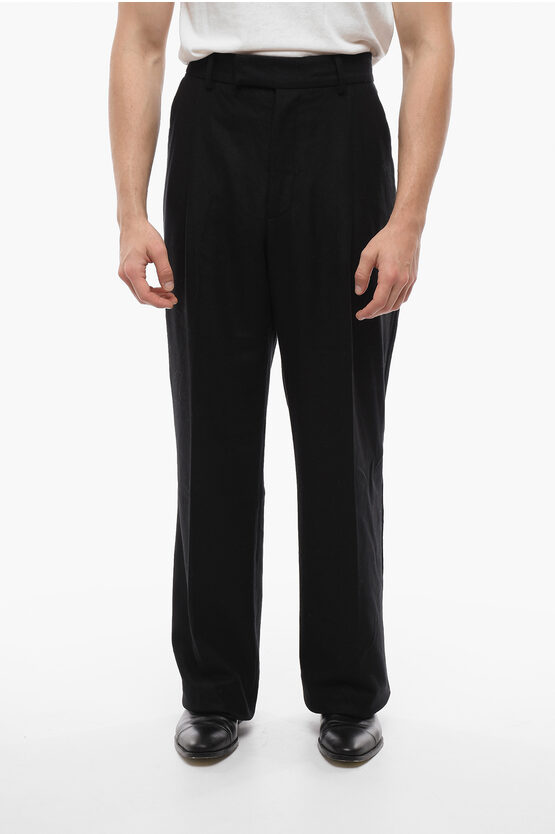 Amiri Overlock Hem Single-pleated Pants In Black