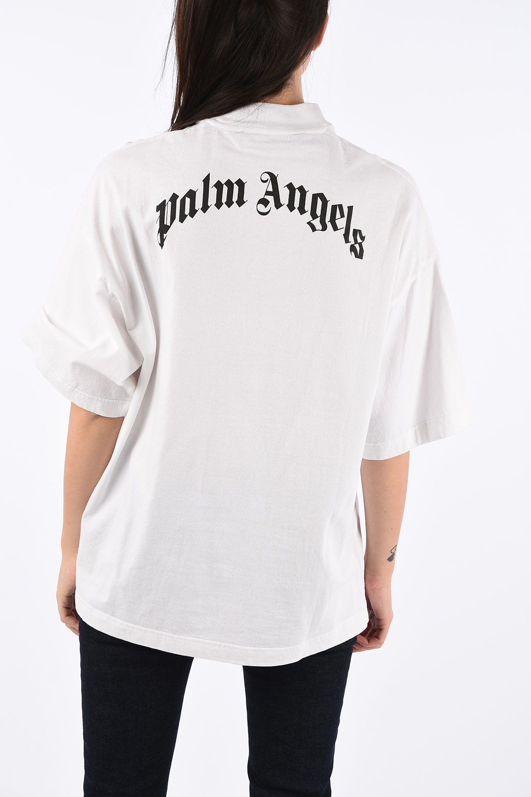Damen Oberteile Palm Angels Oberteile Palm Angels Baumwolle T-Shirt im Oversized-Look in Weiß 