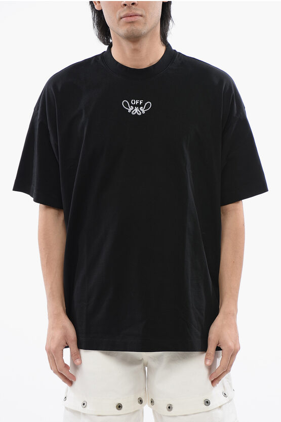 Shop Off-white Oversize-fit Bandana Embroidered T-shirt