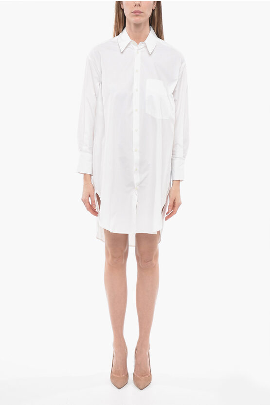 PALM ANGELS OVERSIZE SHIRT DRESS WITH RHINESTONES LOGO