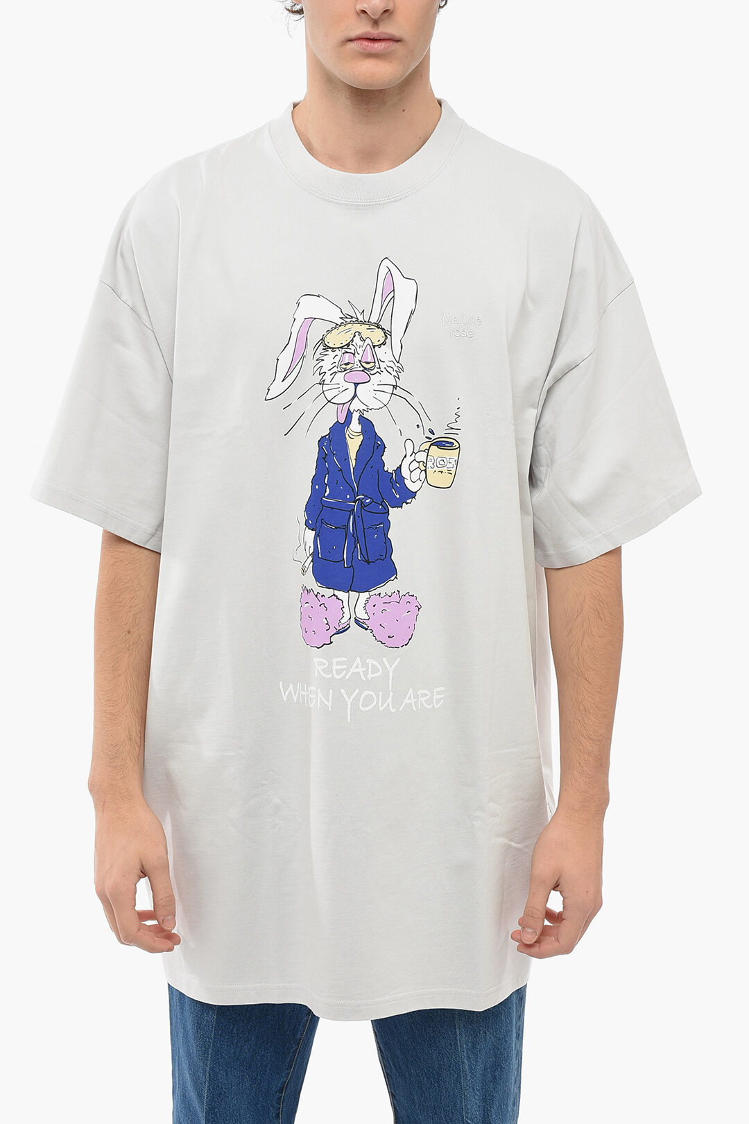 トップス MARTINE ROSE bunny-print cotton T-shirt Martine Rose Oversized BUNNY T-shirt with Graphic Print men