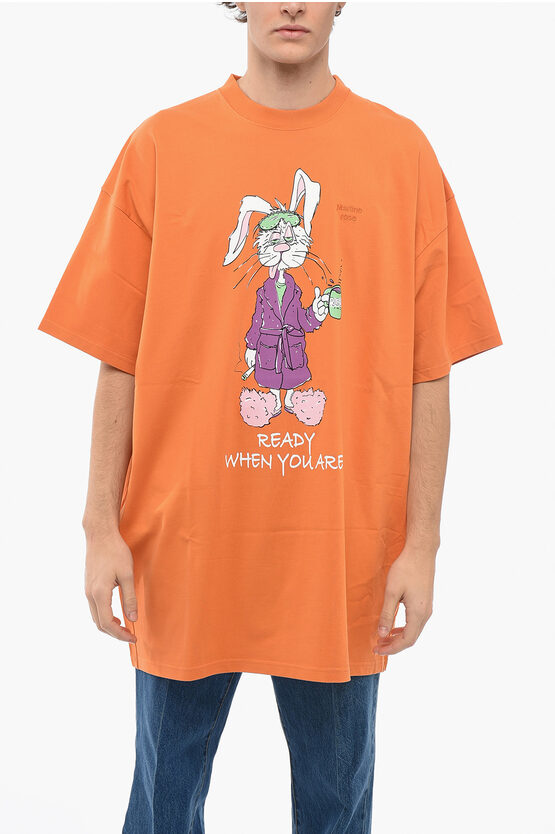 Martine Rose Oversized Bunny T-shirt With Graphic Print In Orange