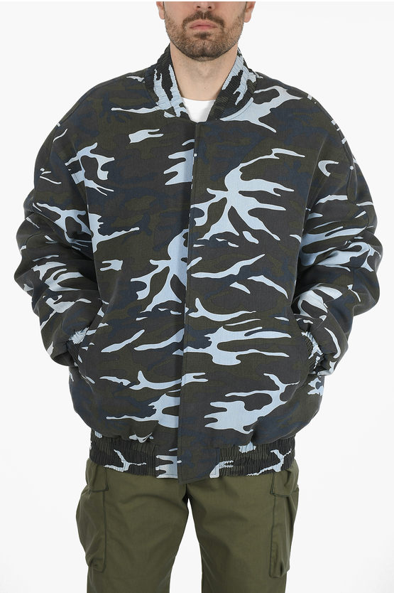 We11 Done Oversized Camouflage Bomber In Green