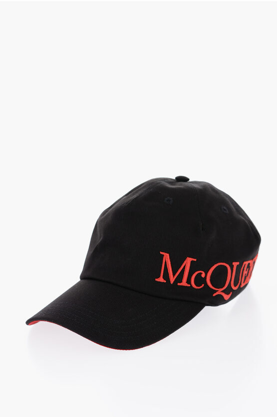 Shop Alexander Mcqueen Oversized Cap With Embroidery Logo