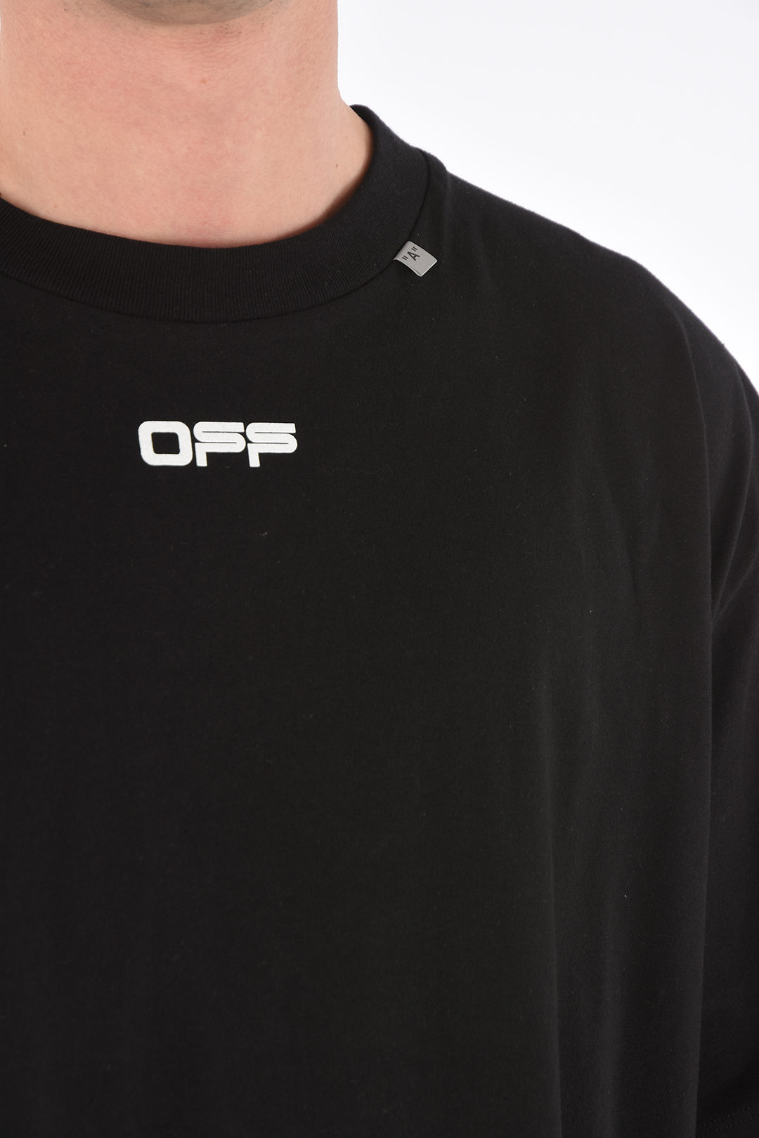 【Off-White】CARAVAGGIO Arrow Mock Neck T-Shirt Oversized Off-White Caravaggio Arrow T-Shirt 'Black' OMAA038S201850041088