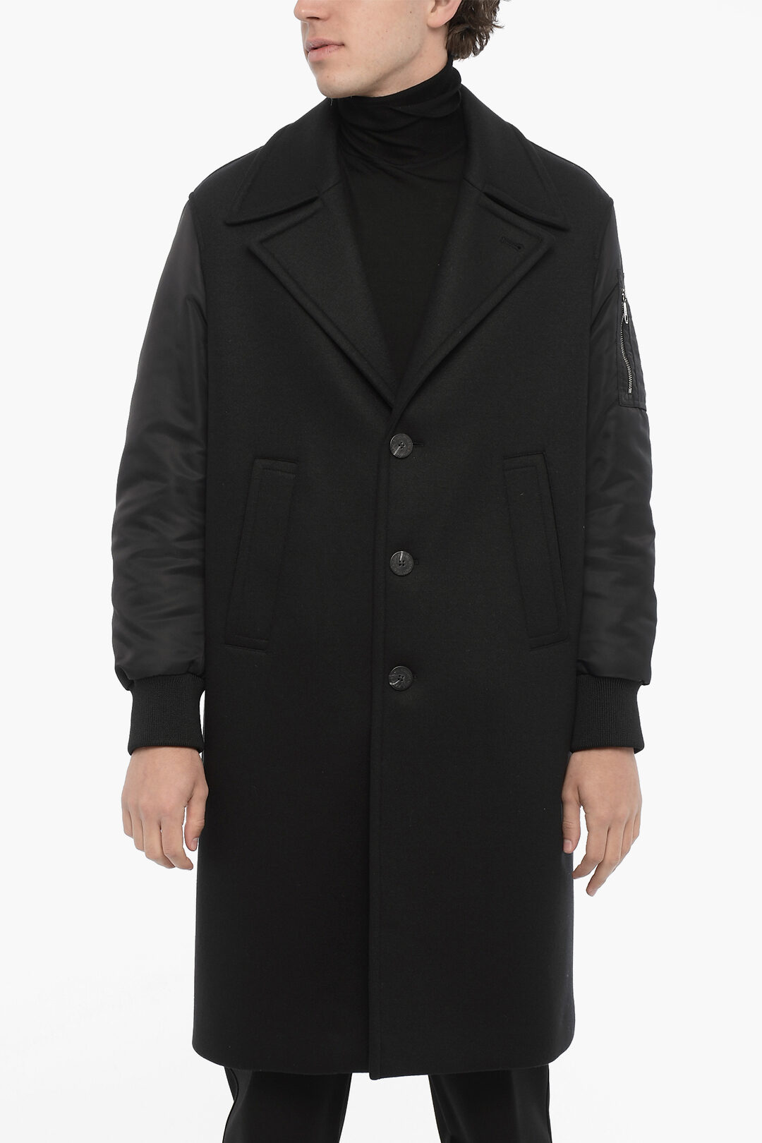 Oversized Coat with Nylon Sleeves