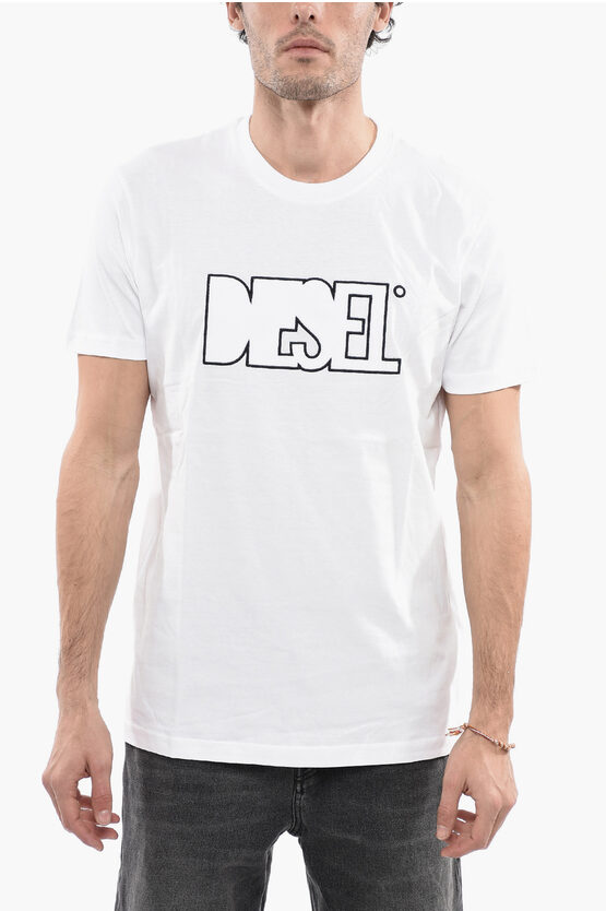 Diesel Oversized Crew-neck T-diegos-b8 T-shirt With Terry-logo In White