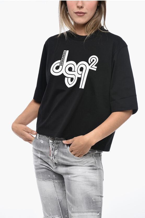 Shop Dsquared2 Oversized Crop T-shirt With Logo