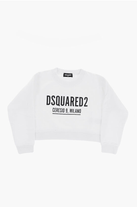 Dsquared2 Oversized Cropped Crew-neck Sweatshirt In Multi