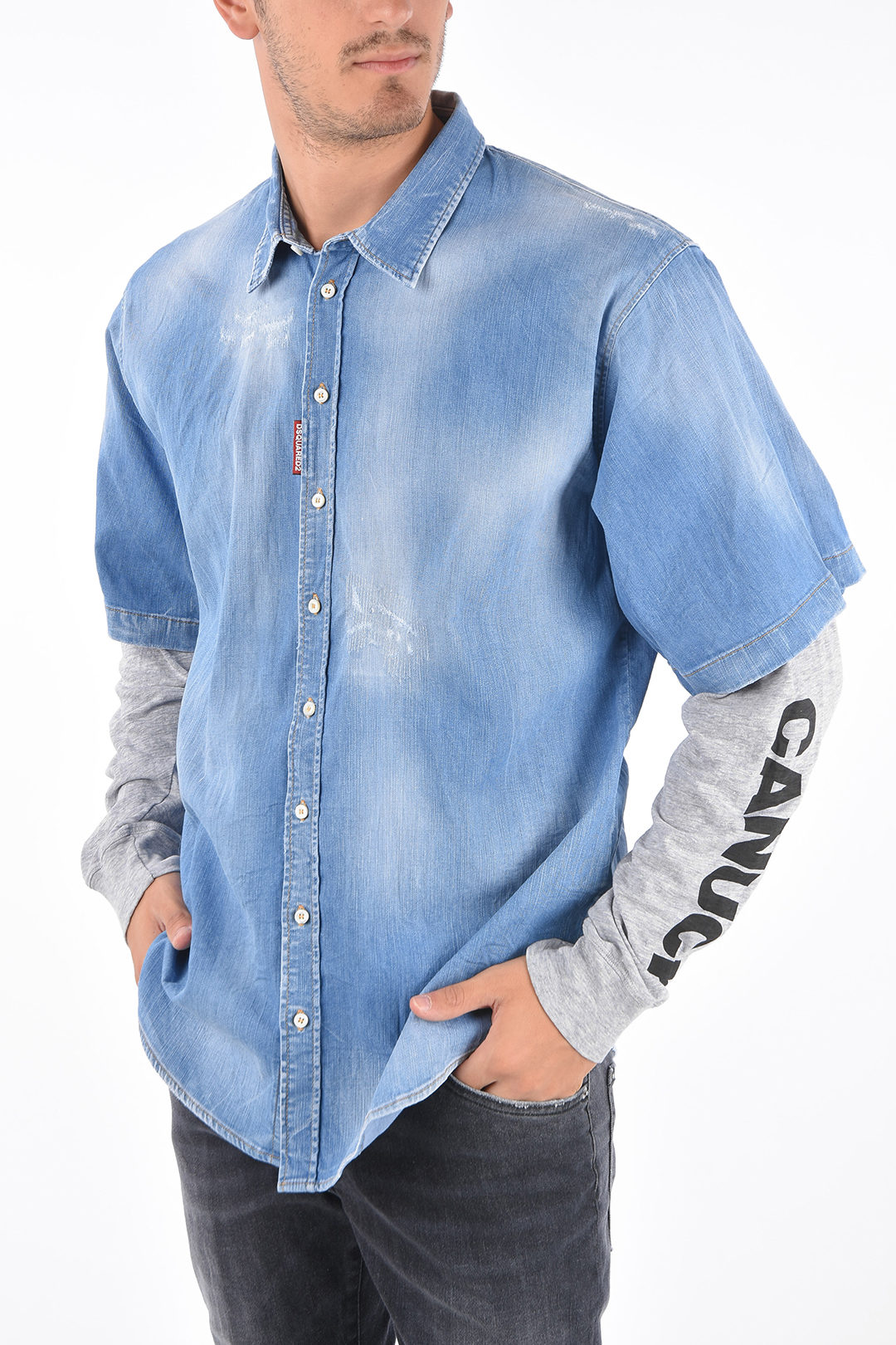 Dsquared2 Oversized Denim Shirt with ...