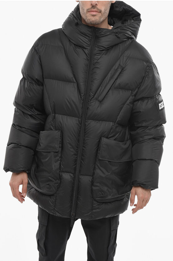 Shop Dsquared2 Oversized Down Jacket With Flap Pockets